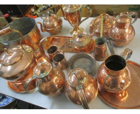 A hammered copper teapot stamped J.Picard &amp; Co to the base, an Arts and Crafts copper teapot, a large 19th century Harrod