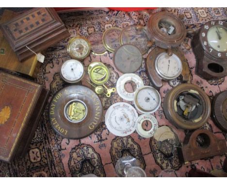 Vintage clock parts to include a German clock movement, a Smiths wall clock in a brown Bakelite case, a Guinness advertising 