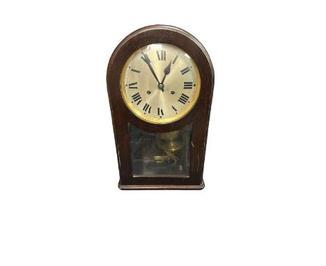 German Mahogany Cased Wall Clock by H.A.C.. With Pendulum and Key. Label reads 'H.A.C. Make Made in Wurttemberg'. Height 58cm