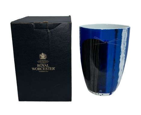 Govinder Nazran (1964-2008) for Royal Worcester, ‘Bad Seed’ Blue cat vase in original Royal Worcester box. Height 30cm, width
