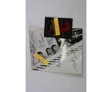 Music Memorabilia - The Beatles cloth sew on patch and The Beatles facsimile signed photo print (2)