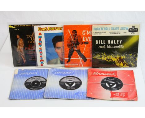 Vinyl - Four Rock Eps to include 2 x Elvis Presley A Merry Christmas RCX-121 and A Touch of Gold RCX1048, Eddie Cochran C'mon