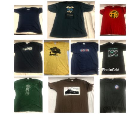 Music Memorabilia - 10 Original UK 1990'S early 00's promotional T-shirts, most are unworn and were given to a radio station 