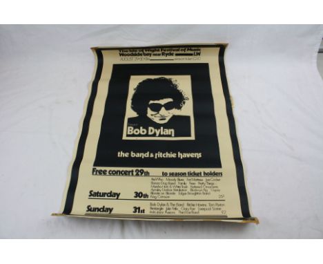 Music Poster - Isle of Wight Festival 29th 30th and 31st August 1969 black &amp; white, featuring Bob Dylan, tape to corners 