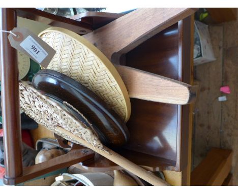 Butlers carry box, Metamec mantelclock, boot jack, barometer etc.