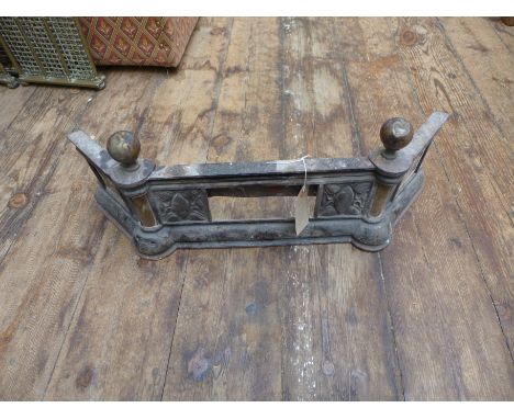 Cast iron fire front inset 2 floral side tiles, the central panel missing