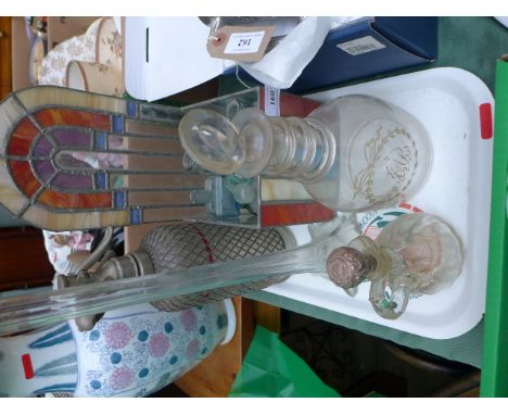 Collectors lot of glassware incl. a wire mesh soda syphon, coloured glass container, glass bottles, specimen vase and an earl