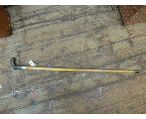 Bone handled sword stick with plated collar