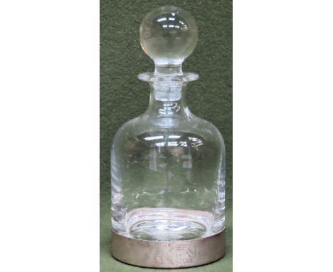 Decorative glass drinks decanter with 925 silver insert, inscribed The Liverpool Daily Post &amp; Echo 2001. Made by Links of