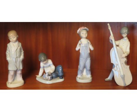 Three various Lladro figures, plus Nao figure all used unchecked appear reasonable