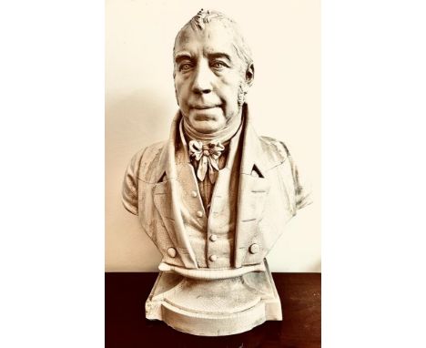 EXTREMELY RARE CERAMIC BUST OF ENOCH WOOD, MODELLED BY ENOCH WOOD, No 6 OF SIX KNOWN EXAMPLES, MODELLED IN 1821. WOOD FAMILY 