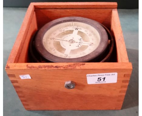 A cased Swedish made Silva ship's bubble compass.