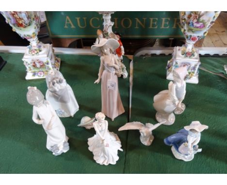 Two ceramic figurines, to include: Lladro, Nao and Coalport examples (one AF).