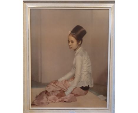 After Sir Gerald Kelly, 'Saw Ohn Nyum', a seated lady, print (59cm x 46cm) in a wooden frame.