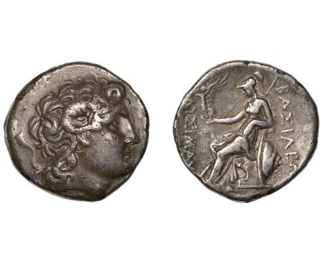 KINGS OF THRACE, Lysimachos, Tetradrachm, uncertain mint mark, horned bust of Alexander right, rev. Athena seated left, holdi