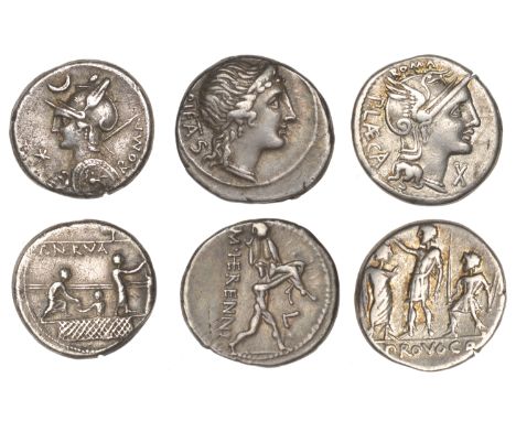 P. Nerva, 113-112, head of Roma left, rev. voting scene within the comitium, 3.84g (Craw. 292/1; BMCRR Italy 526-8; RSC Licin
