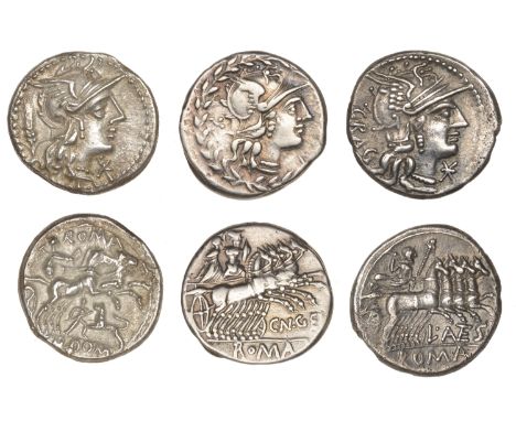 Cn. Gellius, c. 138, head of Roma right within wreath, rev. Mars in quadriga right, 3.73g (Craw. 232/1; BMCRR 918-9; RSC Gell