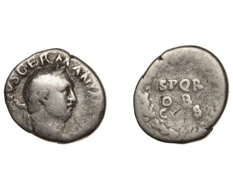 Vitellius, Denarius, 69, laureate bust right, rev. s p q r ob c s in three lines within oak wreath, 3.18g (RIC 83; RSC 86; RC