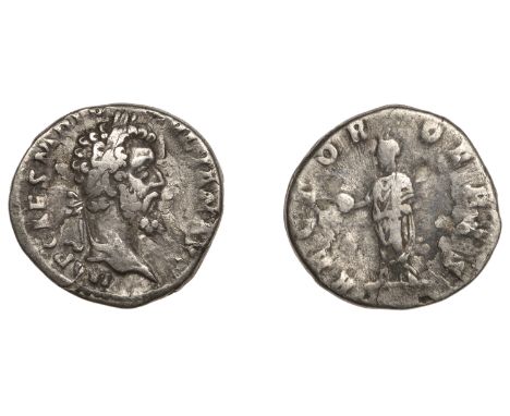 Didius Julianus, Denarius, 193, laureate bust right, rev. rector orbis, emperor standing left, holding globe, 2.78g (RIC 3; B