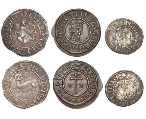 Armenia, Levon I (1198-1219), Double Tram, 5.47g/12h (Bed. 23); Tram, coronation type, 2.96g/12h (Bed. 107ff); Tank, 7.59g/12