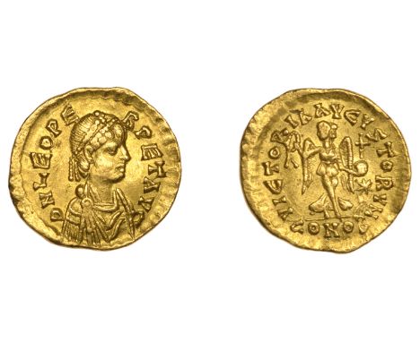 Leo, Tremissis, Constantinople, 462-6, pearl-diademed, draped and cuirassed bust right, rev. Victory advancing facing, holdin