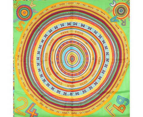 HERMÈS Seidencarré "TOHU BOHU", by Claudia Stuhlhofer-Mayr, Entwurf erstmals erschienen 2004. Akt. NP.: 495,-€. 100% Seide. F