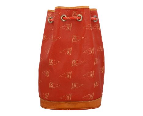 LOUIS VUITTON VINTAGE Seesack, Koll.: 1994. Limitierte Edition. "FOR THE AMERICA`S CUP 2735". Rotbraunes Canvas mit Logofahne