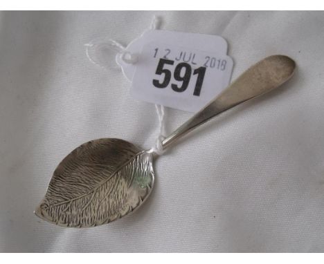 George III caddy spoon with leaf vein bowl 4” long London 1795         
