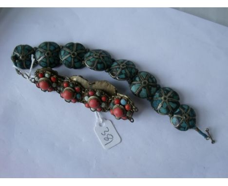 Indian matrix turquoise bangle and another    
