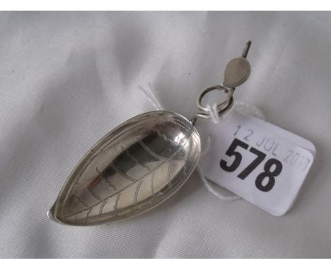 George III leaf shape caddy spoon 3” long Birm 1798  