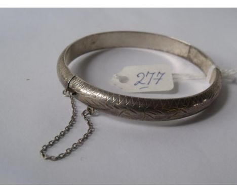 Slim silver engraved bangle      