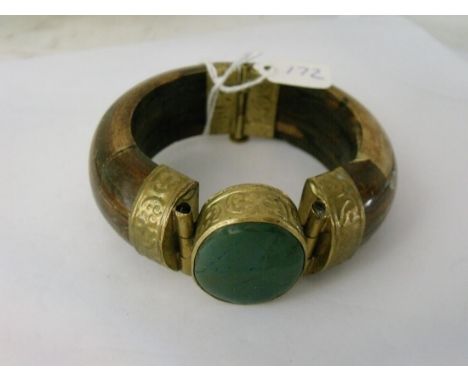 Very large ethnic stone set bangle     