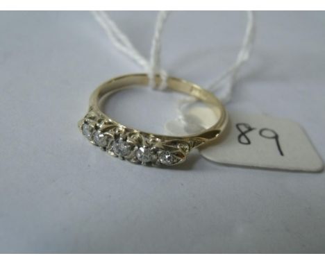 Antique 18ct gold 5 stone diamond carved half hoop ring approx size R       