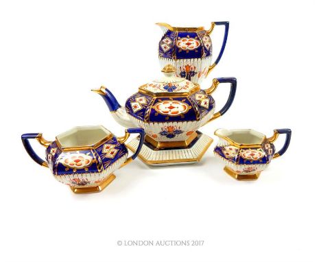 A 19th century S Johnson Ltd tea service in the Imari palette, of octagonal form, with gilded detail, comprising a teapot wit