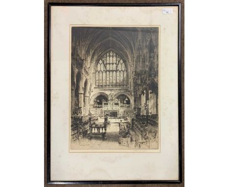 Albany E. Howarth (1872-1936), 'The Chancel, Exeter' etching, signed in pencil, 34x48cm, framed and glazed.
