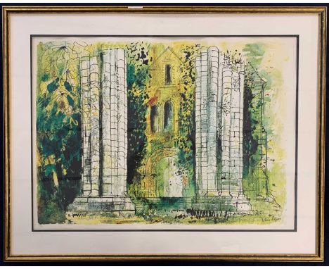 John Piper (British,1903-1922), Church front with pillars, limited edition lithograph, numbered 43/70 in pencil, unsigned (be