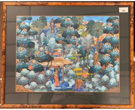Balinese School, circa 20th century, Sawah scene, gouache, bears signature 'Gama Perestazan' lower right, 44x32.5cm, framed a