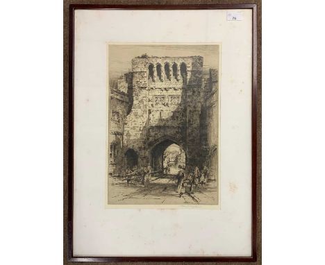 Albany E. Howarth (1872-1936), Winchester, Westgate, etching, signed in pencil, 29x41cm, framed and glazed.