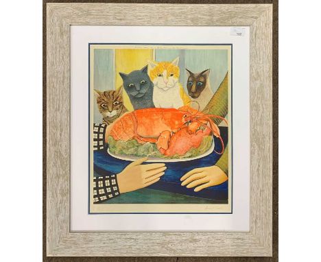 Beryl Cook (1926-2008), "The Four Hungry Cats" limited edition lithograph (one of a single edition, limited to 750 copies sig