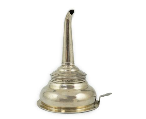 A George III silver wine funnel, by Peter &amp; Ann Bateman, with engraved crest to the thumbpiece, London, 1799, 12.6cm.**co