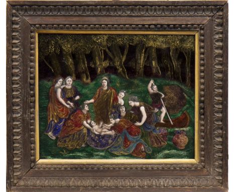 WORKSHOP OF PIERRE REYMOND (FRENCH 1513 - 1584),THE FINDING OF MOSESlimoges enamel on copper, initialled 'P. R.' verso in gil
