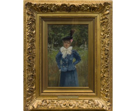 GEORGES PAUL JOSEPH DARASSE (FRENCH 1861-1904),STUDY OF THE ARTIST'S WIFE oil on canvas33cm x 21cmFramed and under glassLabel