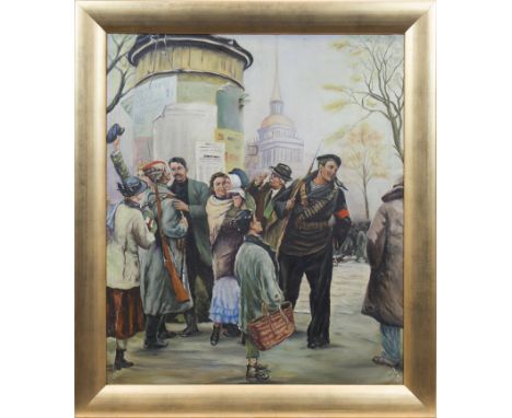 AFTER OSSENYEVTHE FIRST WORD OF SOVIET POWERoil on canvas90cm x 73cmFramed