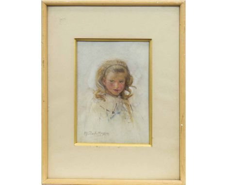 HANNAH CLARKE PRESTON MACGOUN RSW (SCOTTISH 1867 - 1913), PORTRAIT OF A CHILD watercolour on paper, signed 24cm x 17cm Mounte