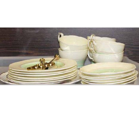 FOLEY CHINA TEA SERVICE
including eight cups, ten saucers, and nine side plates, and two cake plates, decorated in green with