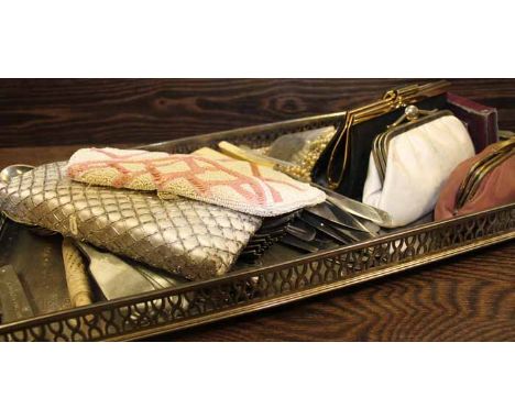 SELECTION OF MIXED COLLECTABLES
including silver plated flatware, two silver crowns, three vintage purses with a selection of