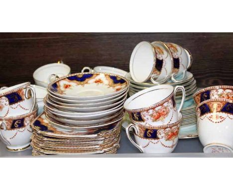 SALISBURY 'ATLANTA' PATTERN TEA SET
with eight cups, side plates and saucers; together with an Aynsley 'Blue Wheat' pattern t