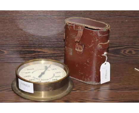 BABCOCK AND WILCOX LTD SHIPS PRESSURE GAUGE brass mounted, 15cm diameter; along with a pair of binoculars with original leath