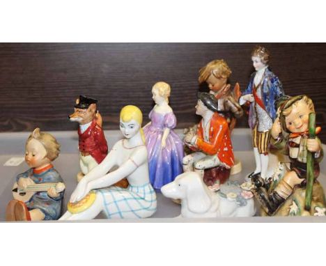 LOT OF MIXED CERAMIC FIGURES 
including Royal Doulton and Goebel
ten in total