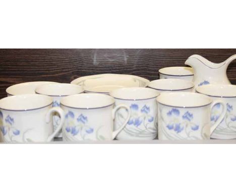 ROYAL DOULTON 'MINERVA' TEA SET
comprising of eight cups, eight saucers, sugar and cream, with blue floral pattern, the cream